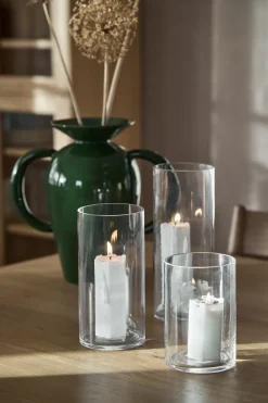 Online Scandi Essentials Vela gruesa Luminous Spider web, Ø6x10 cm Blanco