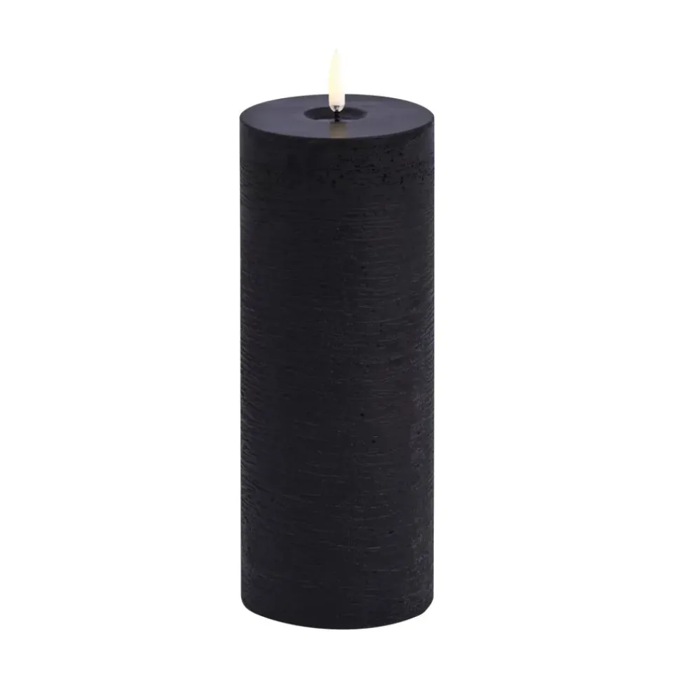 Sale Uyuni Lighting Vela gruesa Uyuni LED derretida, rústico, Ø7,8x20 cm Negro