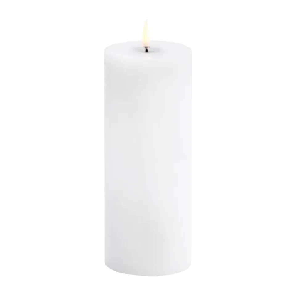Best Uyuni Lighting Vela gruesa Uyuni LED derretida, rústico, Ø7,8x20 cm Blanco