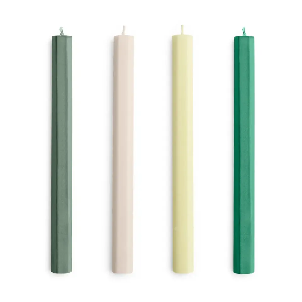 New HAY Vela Hexagon Candle mix 4-pack, Greens-whites Verde