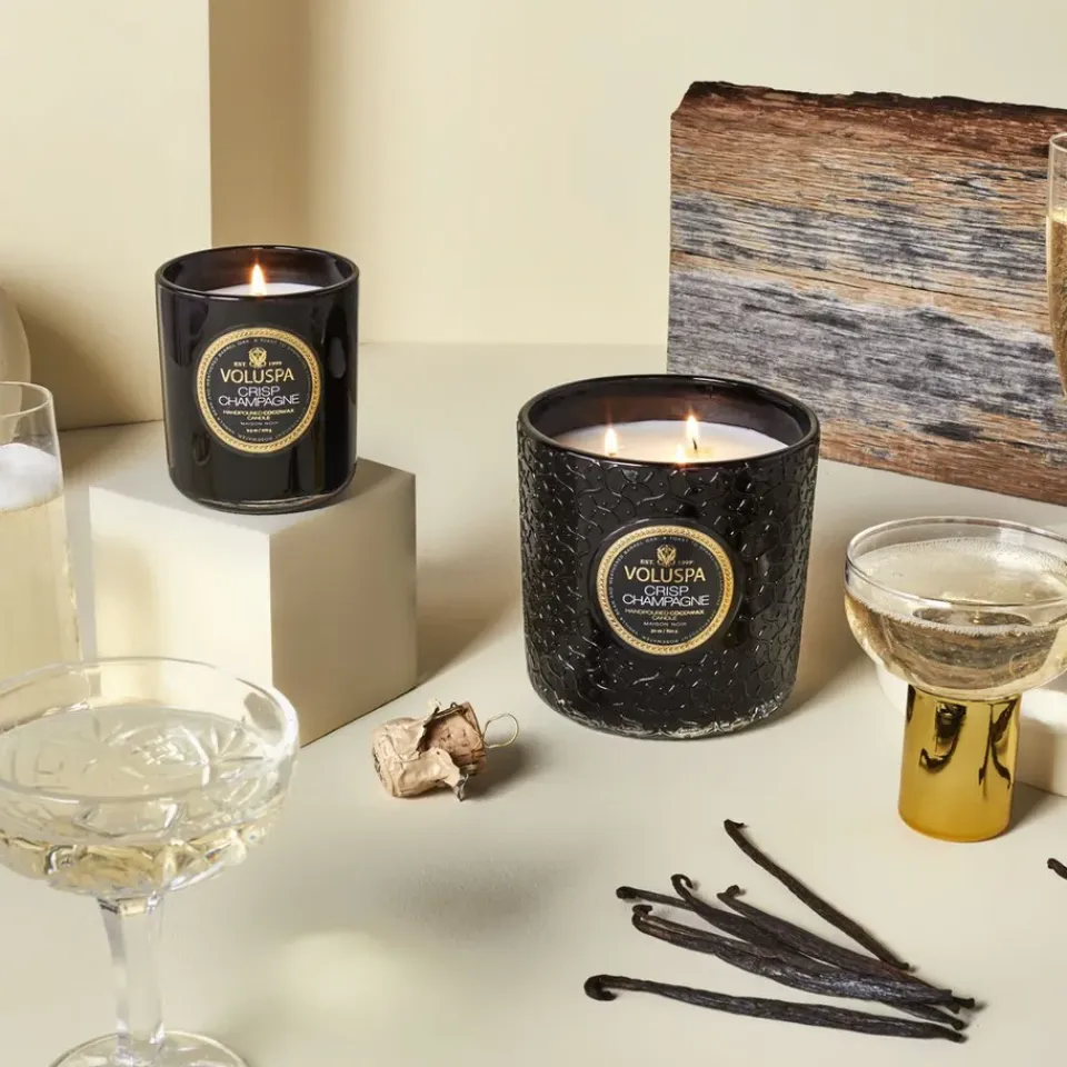 Hot Voluspa Vela perfumada Classic Maison Noir 60 horas, Crisp Champagne Color doradoNegro