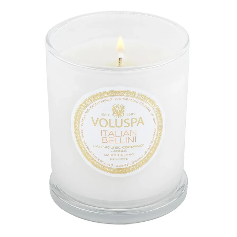Voluspa Vela perfumada Classic Maison Blanc 60 horas, Italian Bellini Color doradoBlanco
