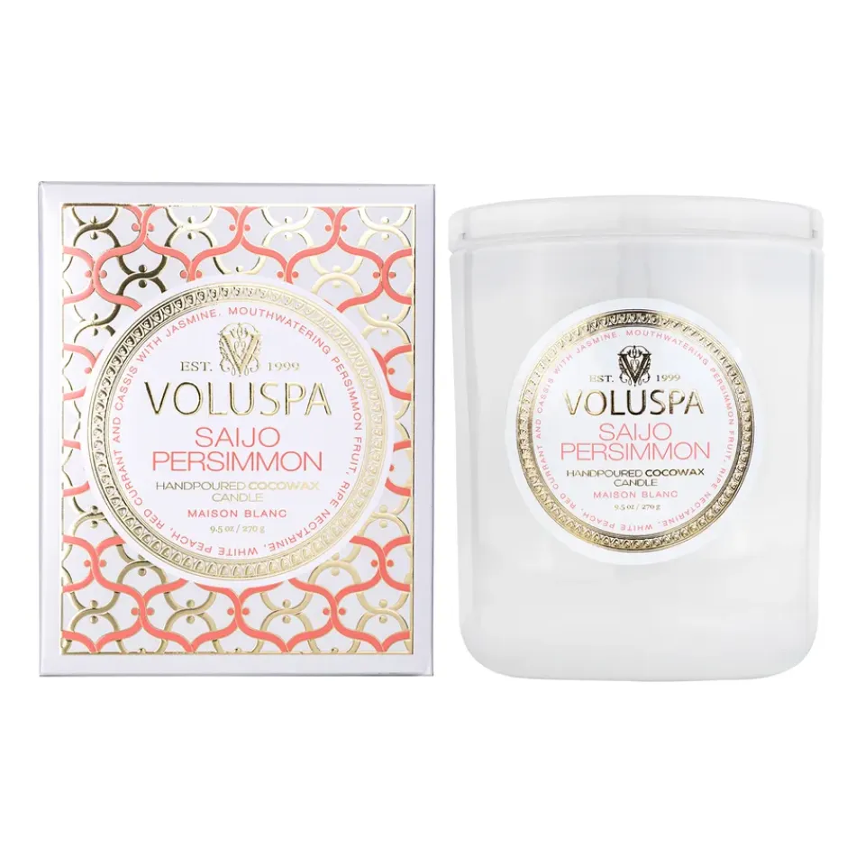 Best Voluspa Vela perfumada Classic Maison Blanc 60 horas, Saijo Persimmon Color doradoBlanco