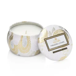 Voluspa Vela perfumada Decorative Tin 25h, Panjore Lychee Blanco