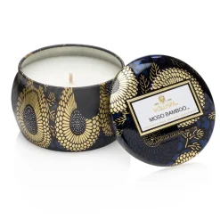 Sale Voluspa Vela perfumada Decorative Tin 25h, Moso Bamboo Color doradoNegroBlanco