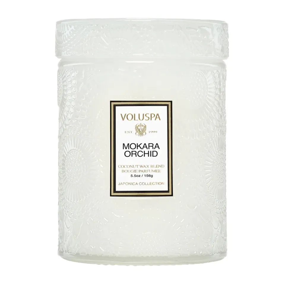 New Voluspa Vela perfumada en bote de cristal Japonica 50 horas, Orquídea Mokara Blanco