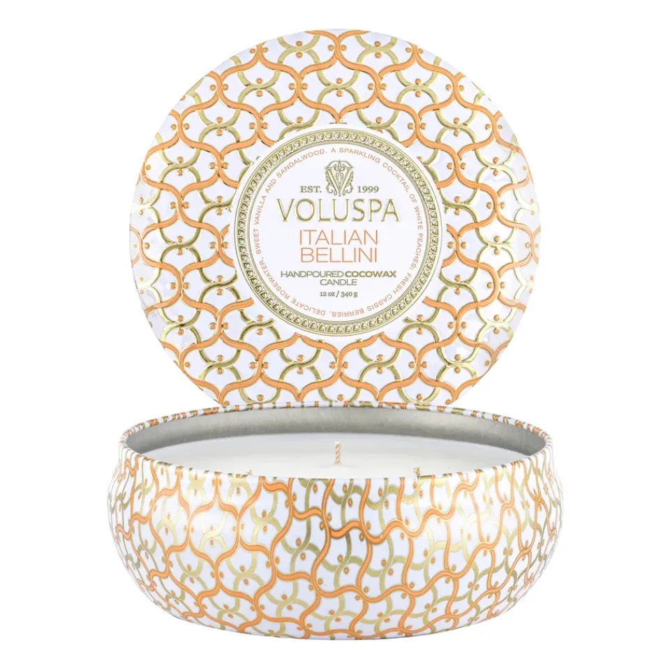 Online Voluspa Vela perfumada Maison Blanc 3-wick Tin 40 horas, Italian Bellini NaranjaBlanco
