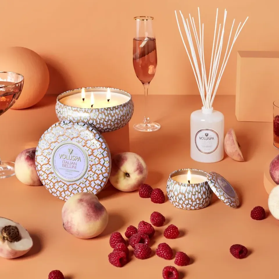Online Voluspa Vela perfumada Maison Blanc 3-wick Tin 40 horas, Italian Bellini NaranjaBlanco