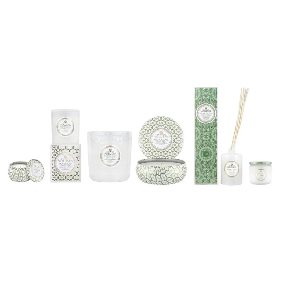 Sale Voluspa Vela perfumada Maison Blanc Mini Tin 25 horas, Moroccan Mint Tea VerdeBlanco