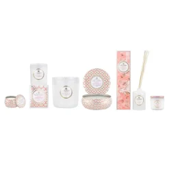 Best Voluspa Vela perfumada Maison Blanc Mini Tin 25 horas, Saijo Persimmon Color doradoRosaBlanco