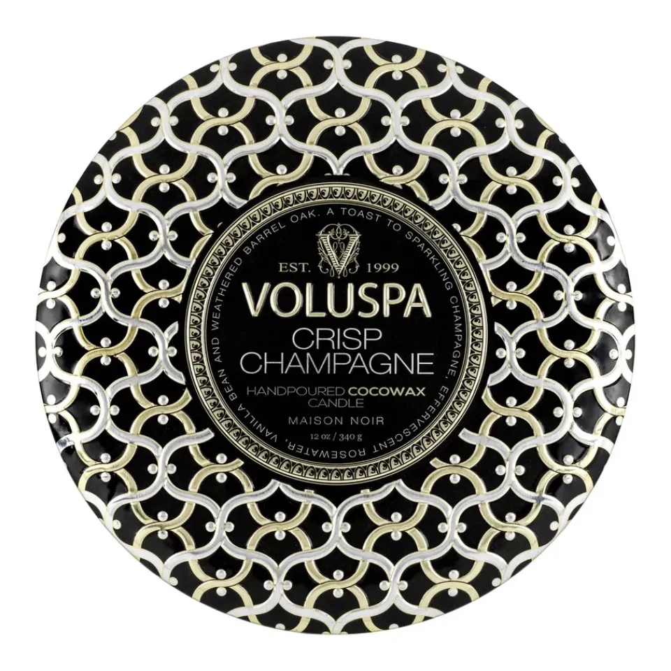 Sale Voluspa Vela perfumada Maison Noir 3-wick Tin 40 horas, Crisp Champagne Color doradoNegro