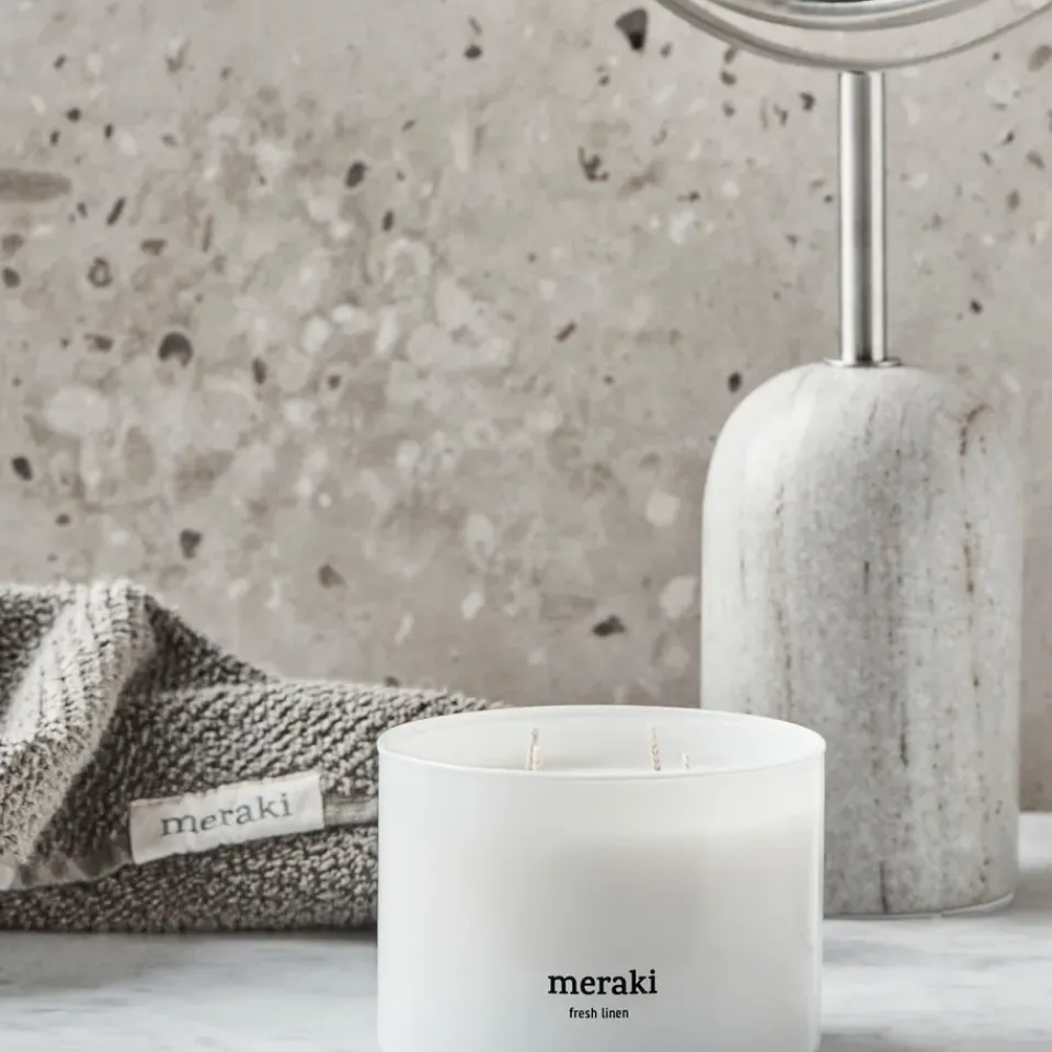 Clearance Meraki Vela perfumada , 60 horas, Fresh linen Blanco