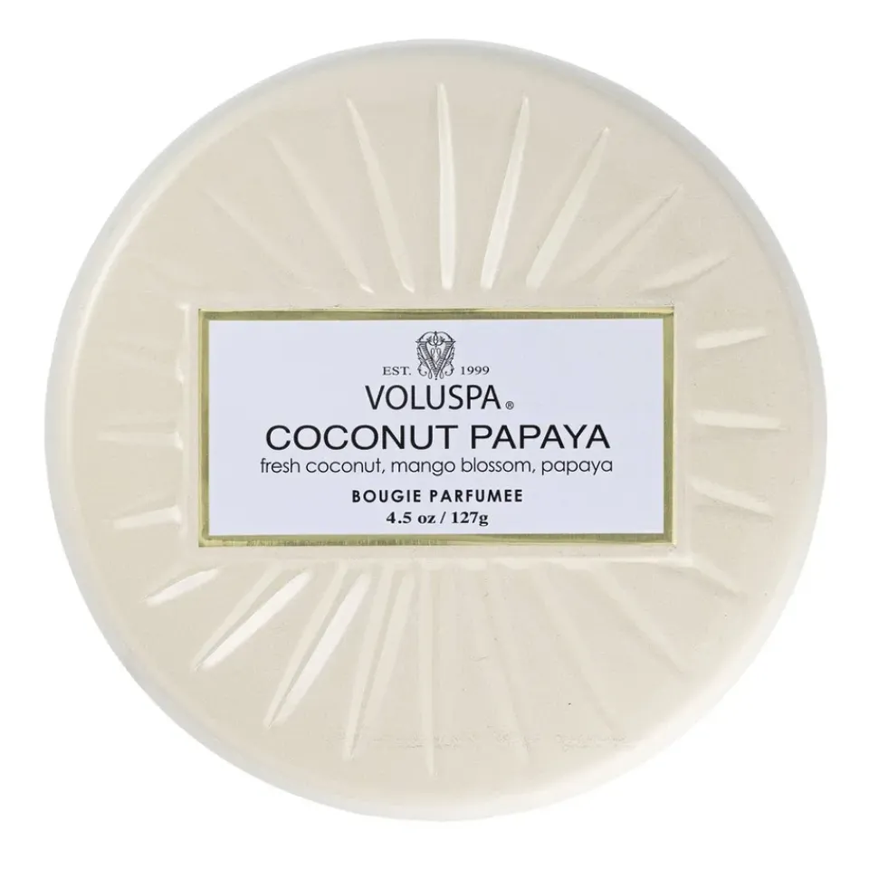 Clearance Voluspa Vela perfumada Vermeil Mini Tin 25 horas, Coconut Papaya Beige