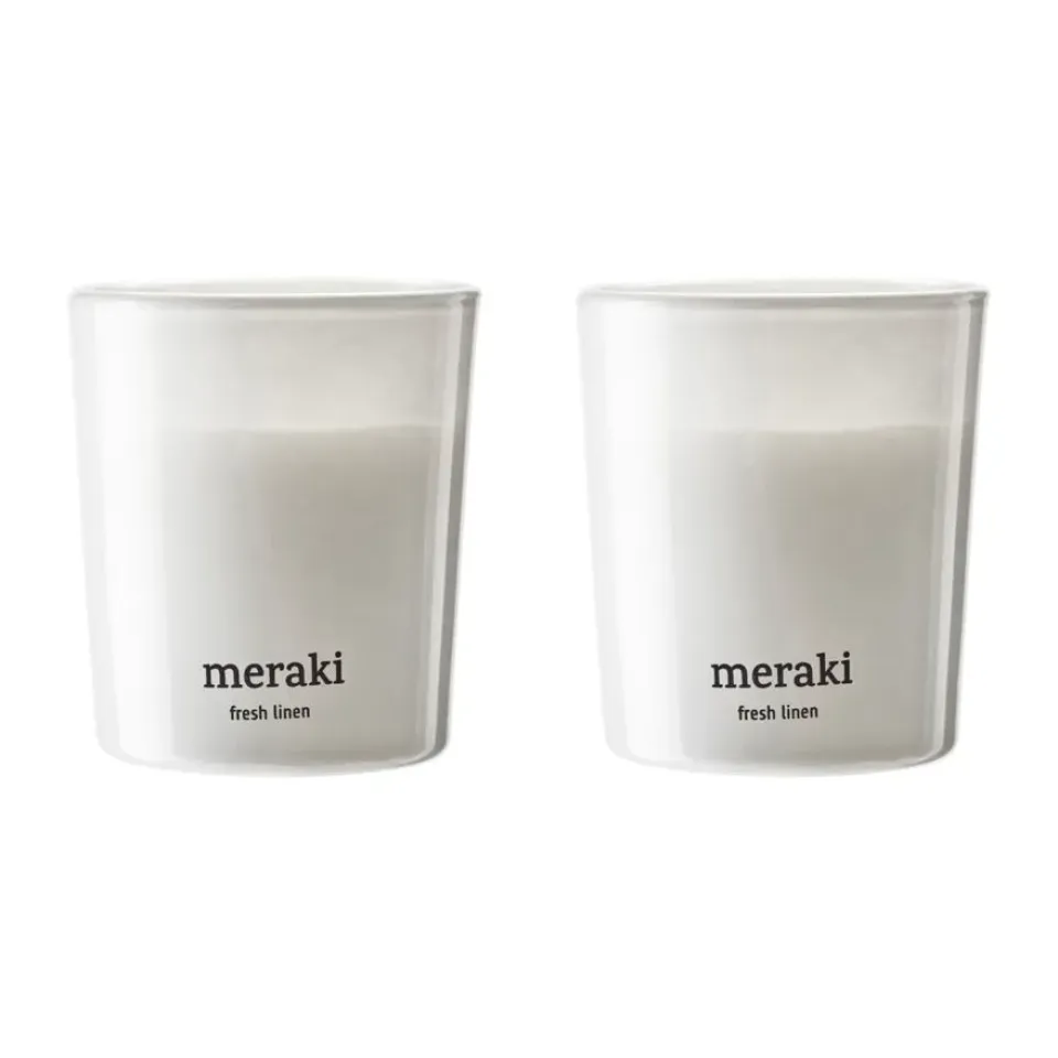 Best Meraki Velas perfumadas 12 horas 12, 2-pack, Fresh Linen Blanco