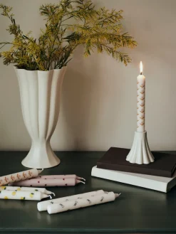 Sale Broste Copenhagen Velas Tulip 2-pack, White-soft pink Blanco