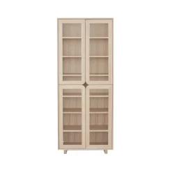 Outlet 1898 Vitrina alta Vidja, Roble pigmentado blanco Beige