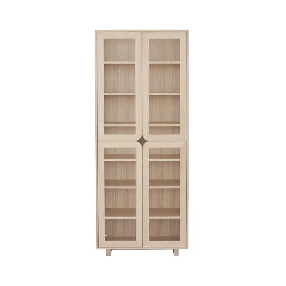 Outlet 1898 Vitrina alta Vidja, Roble pigmentado blanco Beige