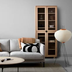 Outlet 1898 Vitrina alta Vidja, Roble pigmentado blanco Beige