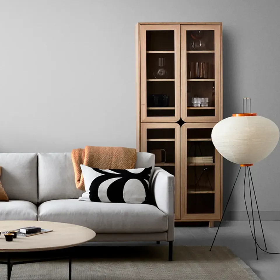 Outlet 1898 Vitrina alta Vidja, Roble pigmentado blanco Beige