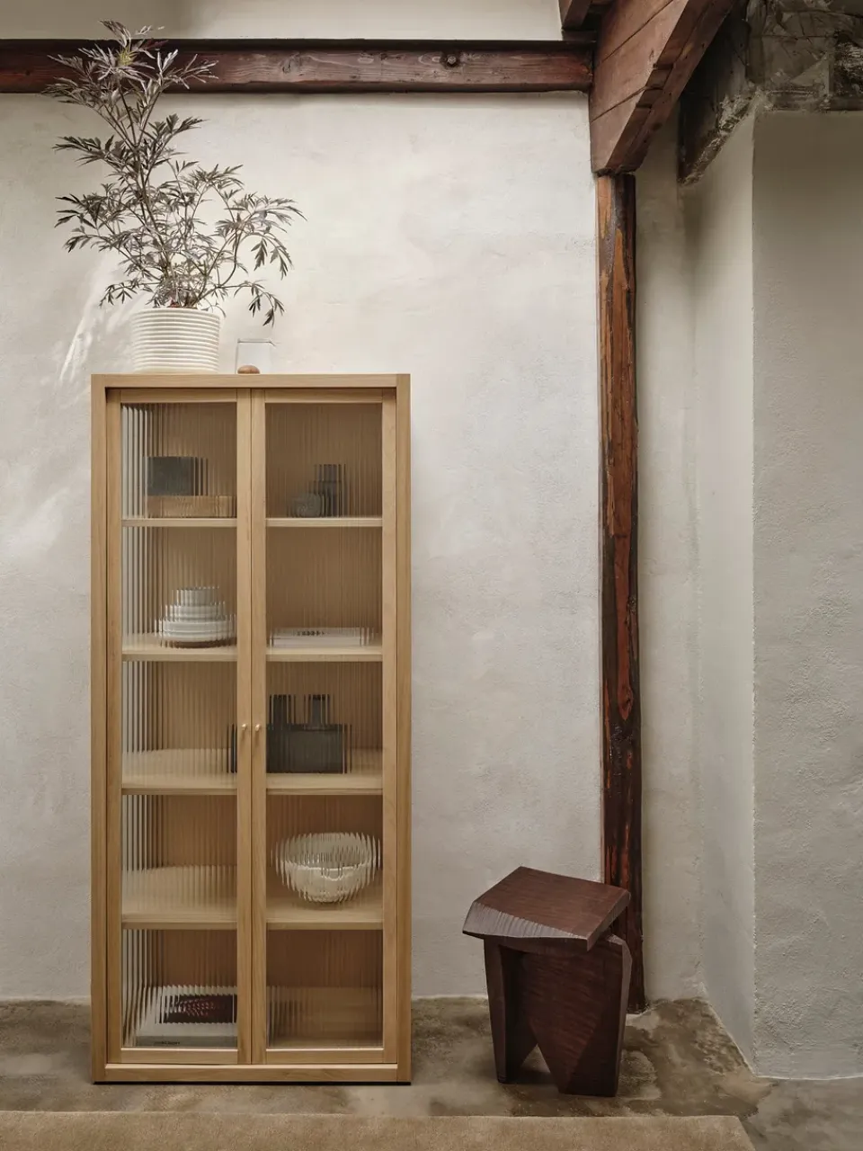 Online Ferm Living Vitrina Reed 70x155 cm, Natural oak Beige