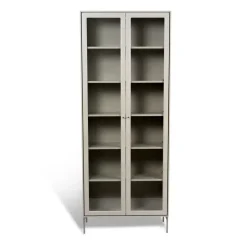 Clearance Mavis Vitrina Volt 190 cm , Detalles en acero inoxidable Beige