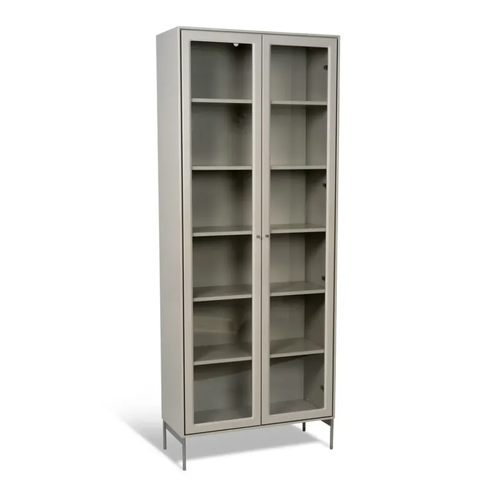 Clearance Mavis Vitrina Volt 190 cm , Detalles en acero inoxidable Beige