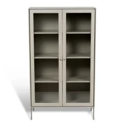 Clearance Mavis Vitrina Volt 130 cm , Detalles en acero inoxidable Beige