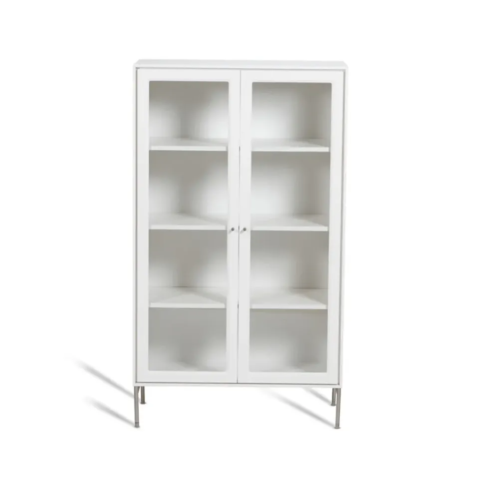 Online Mavis Vitrina Volt 130 cm lacado, Detalles en acero inoxidable Blanco