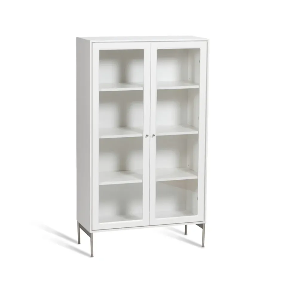 Online Mavis Vitrina Volt 130 cm lacado, Detalles en acero inoxidable Blanco