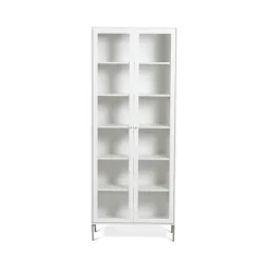 Sale Mavis Vitrina Volt 190 cm lacado , Detalles en acero inoxidable Blanco