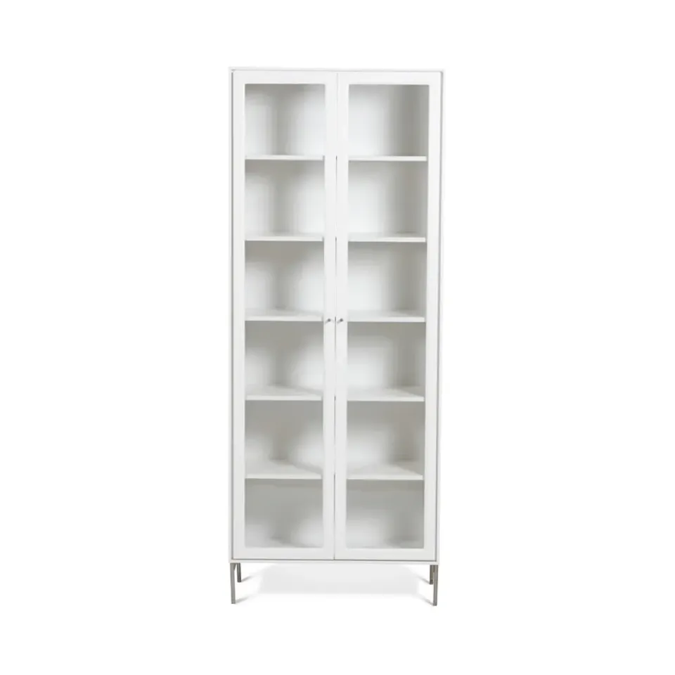 Sale Mavis Vitrina Volt 190 cm lacado , Detalles en acero inoxidable Blanco