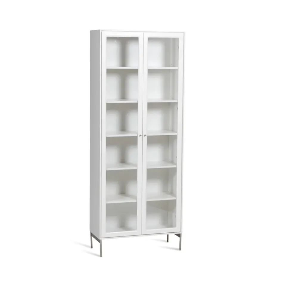 Sale Mavis Vitrina Volt 190 cm lacado , Detalles en acero inoxidable Blanco