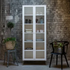 Sale Mavis Vitrina Volt 190 cm lacado , Detalles en acero inoxidable Blanco